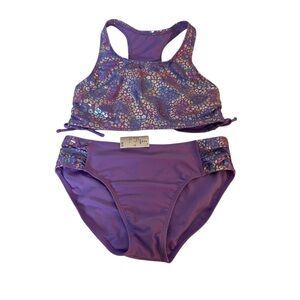 More Than Magic Leopard Print Bikini 2-Piece Set Purple Girls XL (14-16) NWT